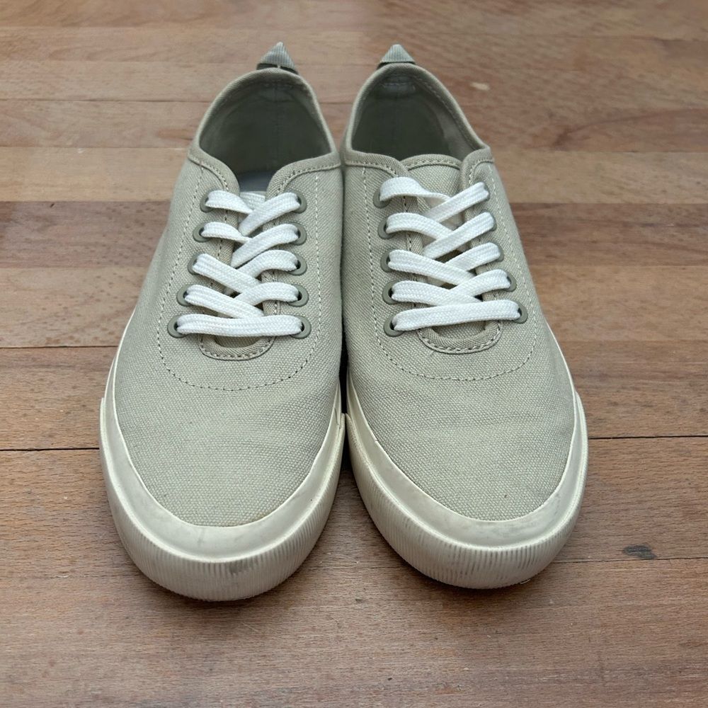 Everlane The Forever Sneaker Women Size 6.5 Tan Cream White Canvas Lace-up Shoes - Picture 4 of 8